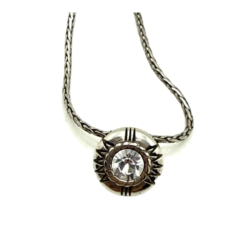 BRIGHTON FORTINO Reversible Pendant Necklace Citrine Clear Crystals 16